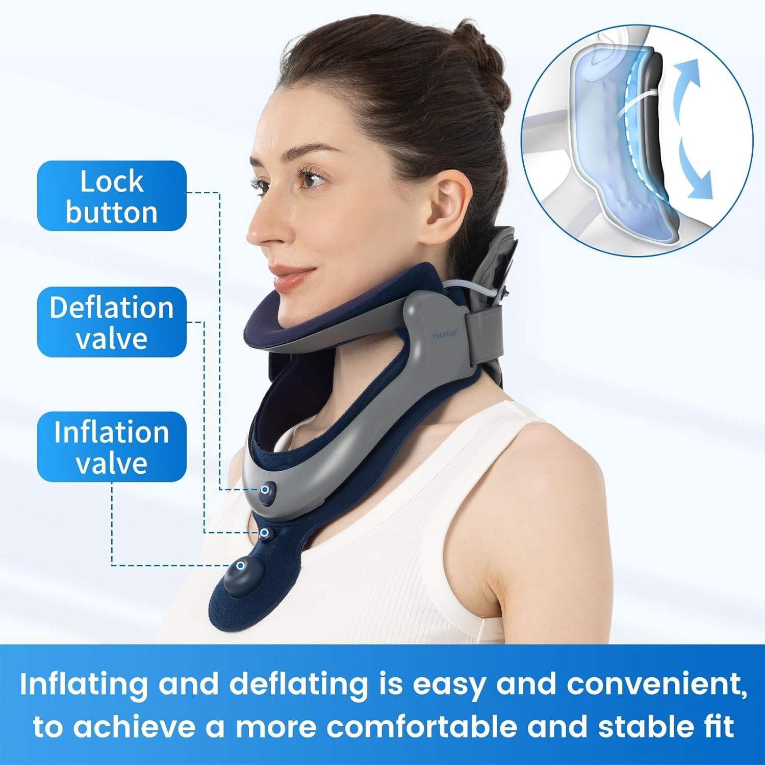 Velpeau Neck Brace for Neck Pain and Support, Soft Cotton Pads, Cervical Collar