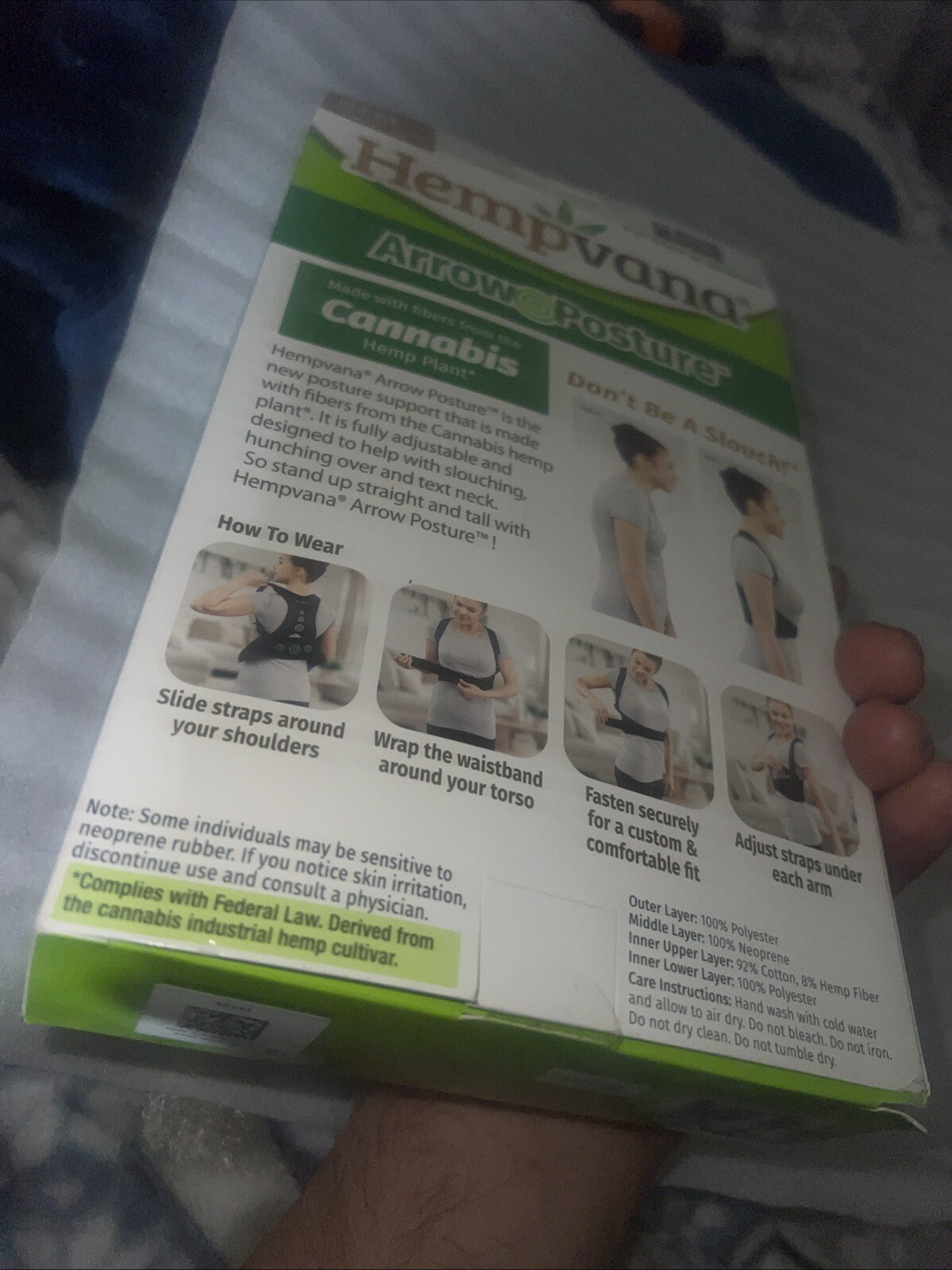 Hempvana Arrow Posture – Fully Adjustable Posture Support S/M Brand New Unopen