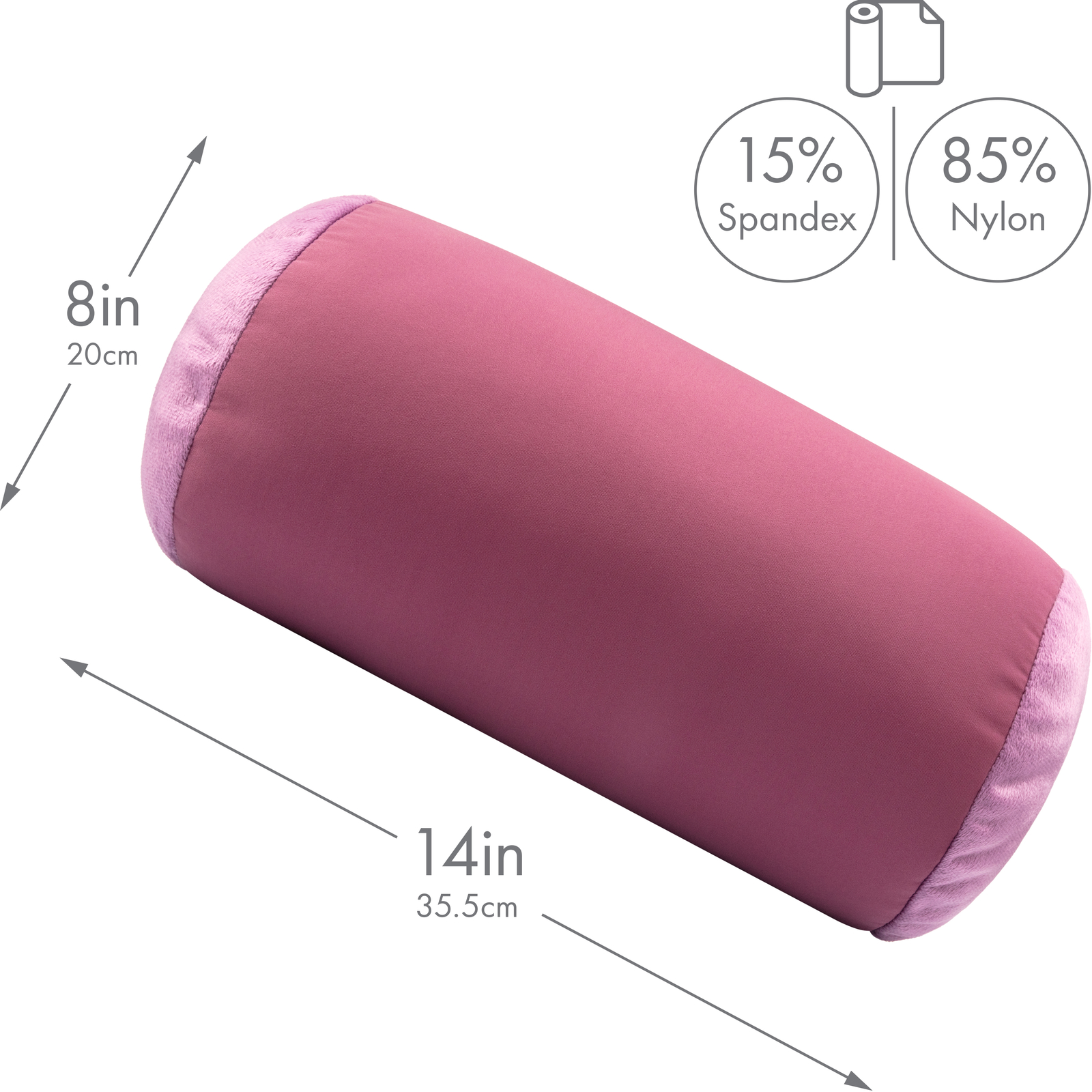 Microbead Bolster Neck Roll Pillow – Silky Feel, 14″ x 8″, Burgundy – Merlot