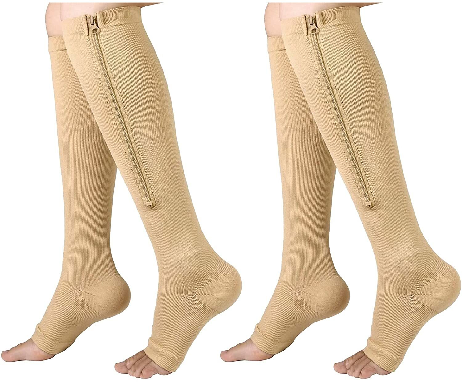 3 Pairs Zipper Compression Socks 20-30 mmHg for Men Women, Wide Calf Socks