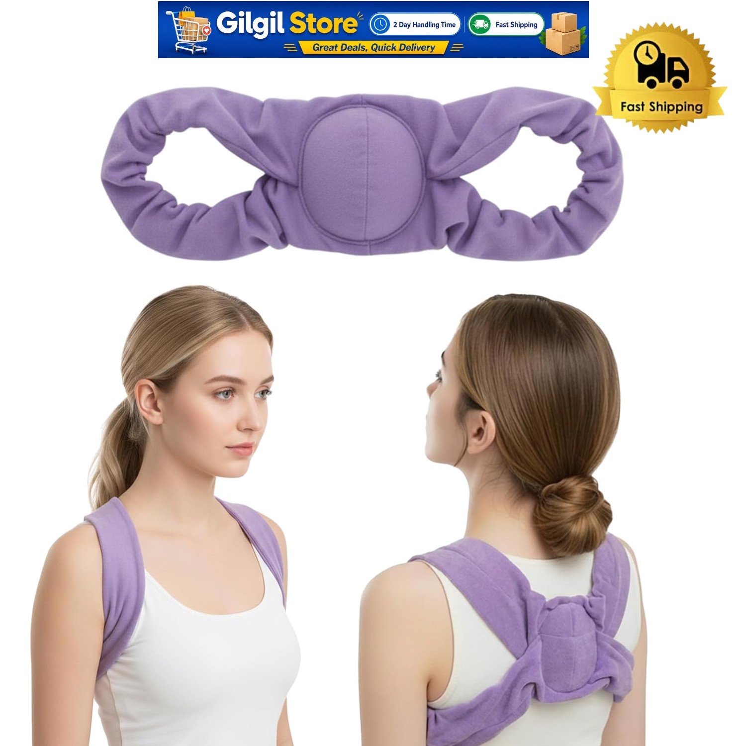 Lightweight Lavender Back Brace for Sleeping – Enhanced Comfort & Spine Support