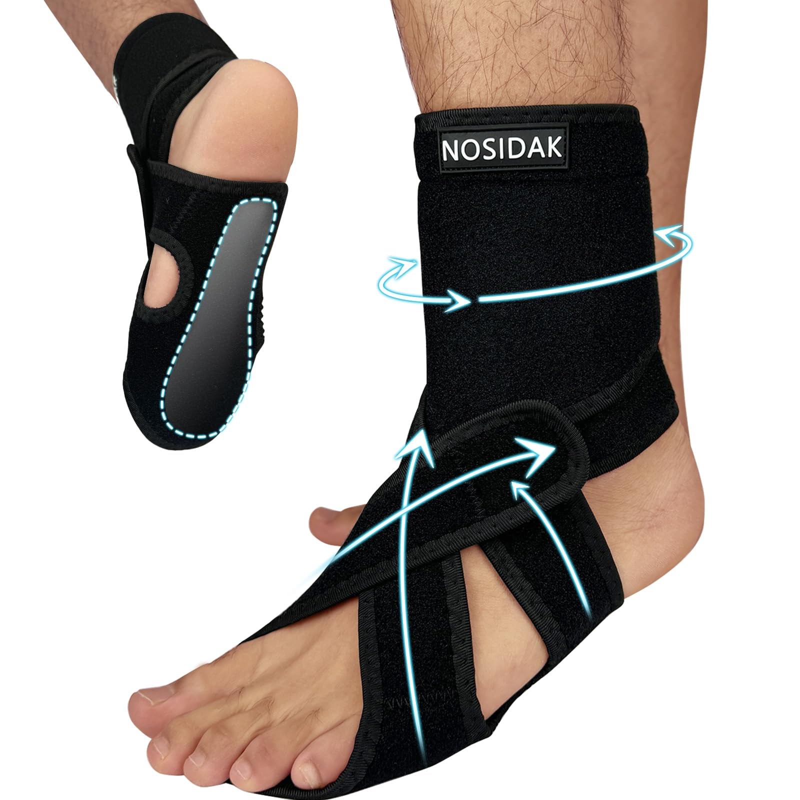 NOSIDAK AFO Foot Drop Brace for Walking – Plantar Fasciitis One Size, Black