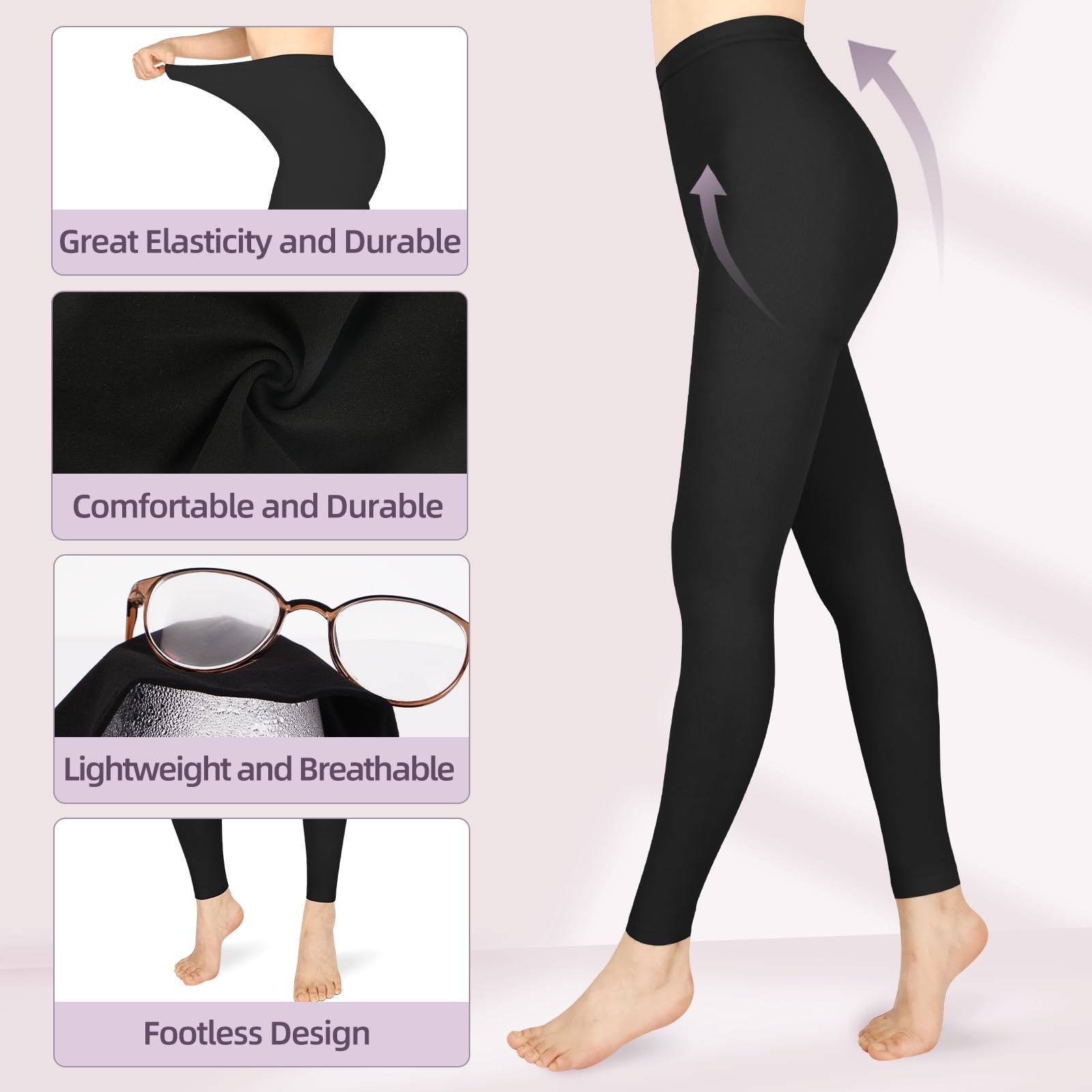 Wegitcs 20-30mmHg Footless Compression Leggings for Women,Waist High Tights |…