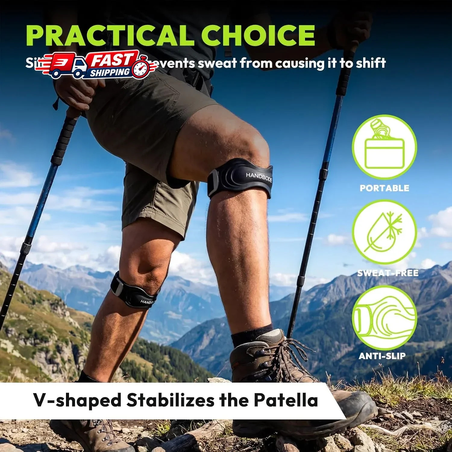 Patellar Tendon Support Strap, Silicone Knee Brace for Men Women, Adjustable Pat