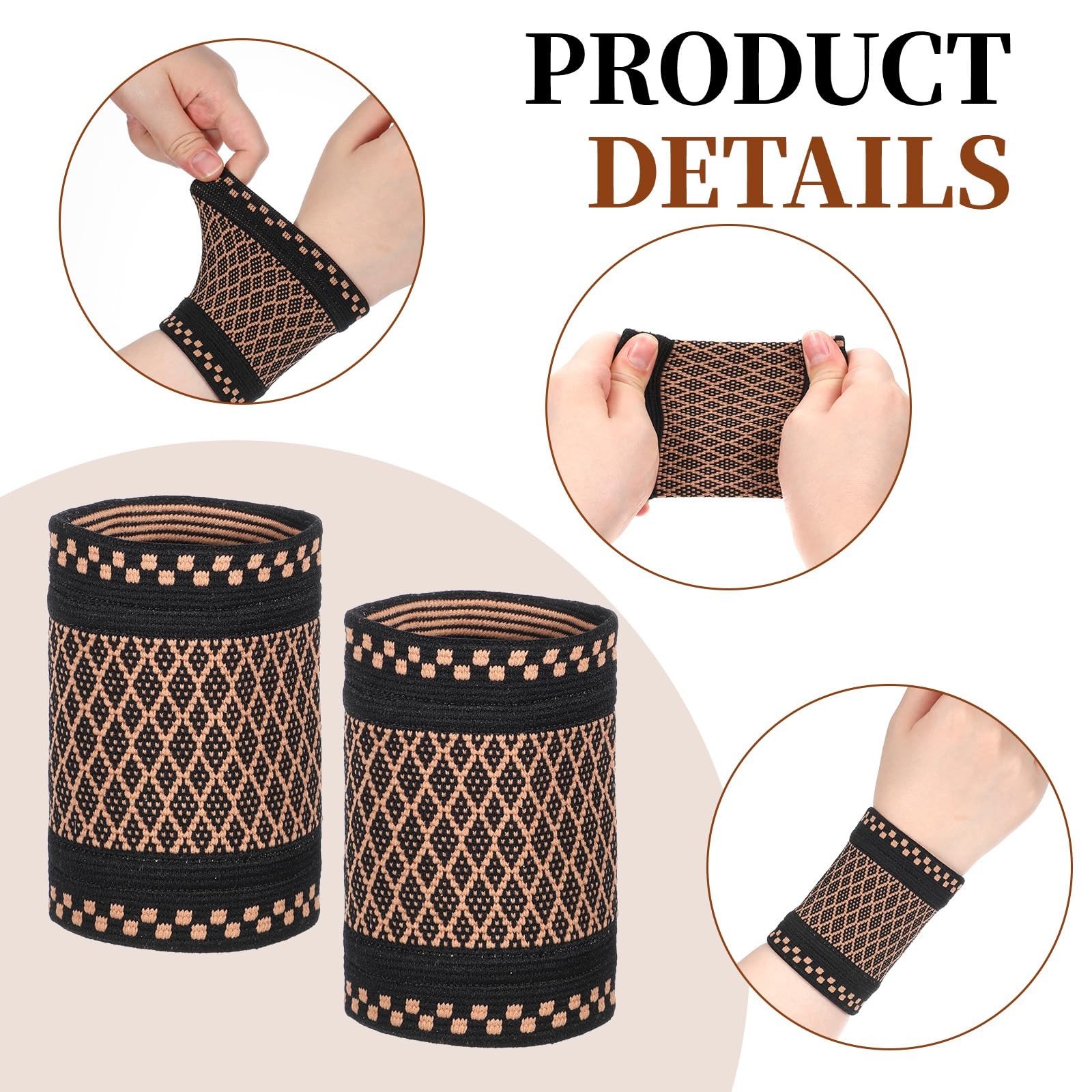2x Copper Wrist Compression Brace for Sport Fitness Workout Typing Weightlifting