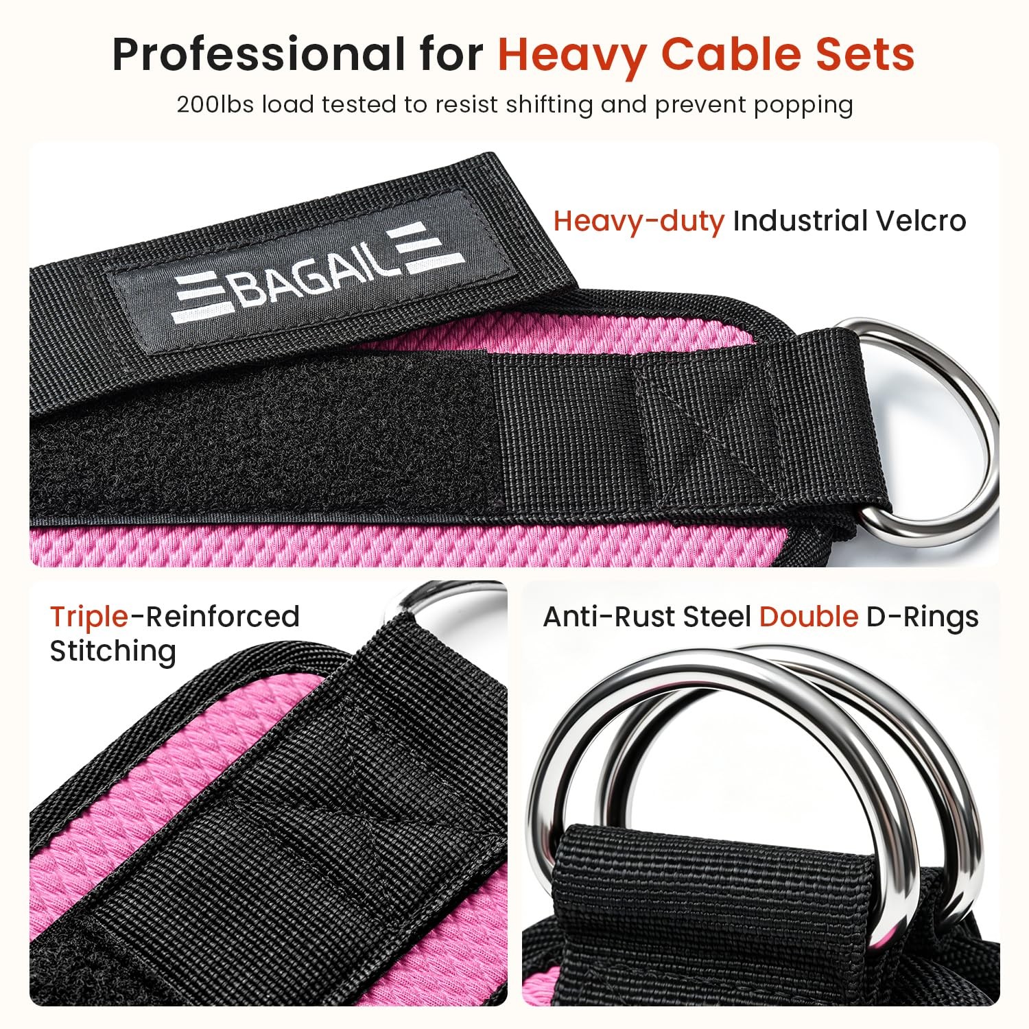 BAGAIL Ankle Straps for Cable Machines (2 Pack), Double D-Ring Ankle Cuffs wi…