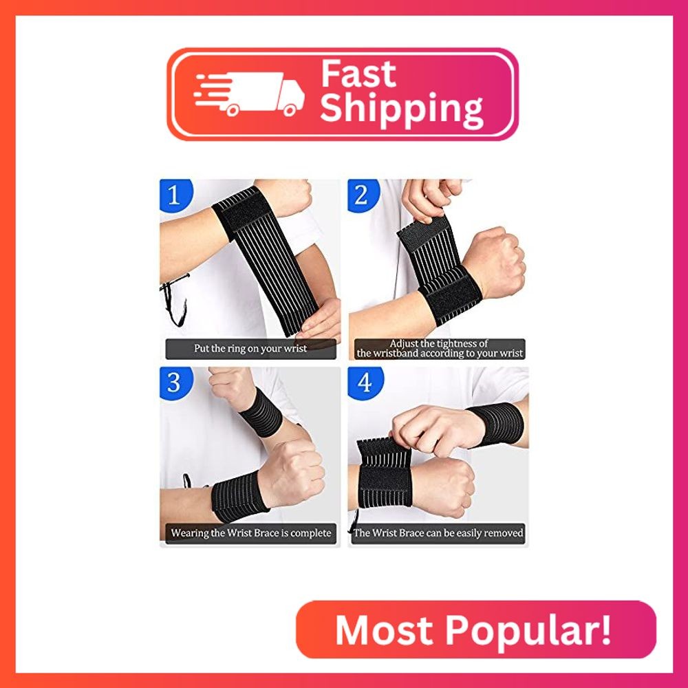 Sumind 4 Pieces Wrist Brace bands Wrist compression strap tennis support wrap Ad