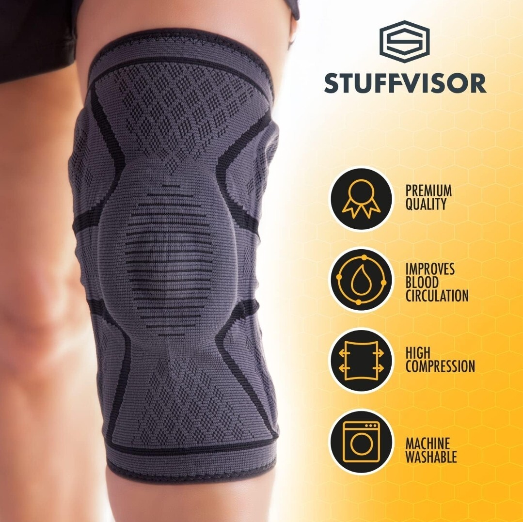 X4 Stuffvisor Knee Compression Sleeves Men’s Knee Brace Supports Knee Large New
