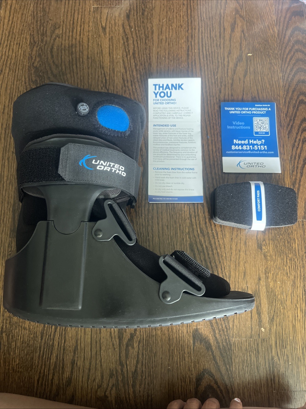 United Ortho Short Air Cam Walker Fracture Boot, Large, Black