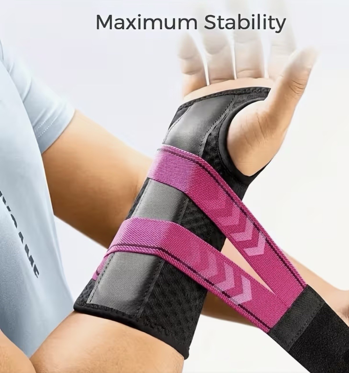Adjustable Wrist & Forearm Stabilization Brace One Size Unisex 2pcs Black/Pink