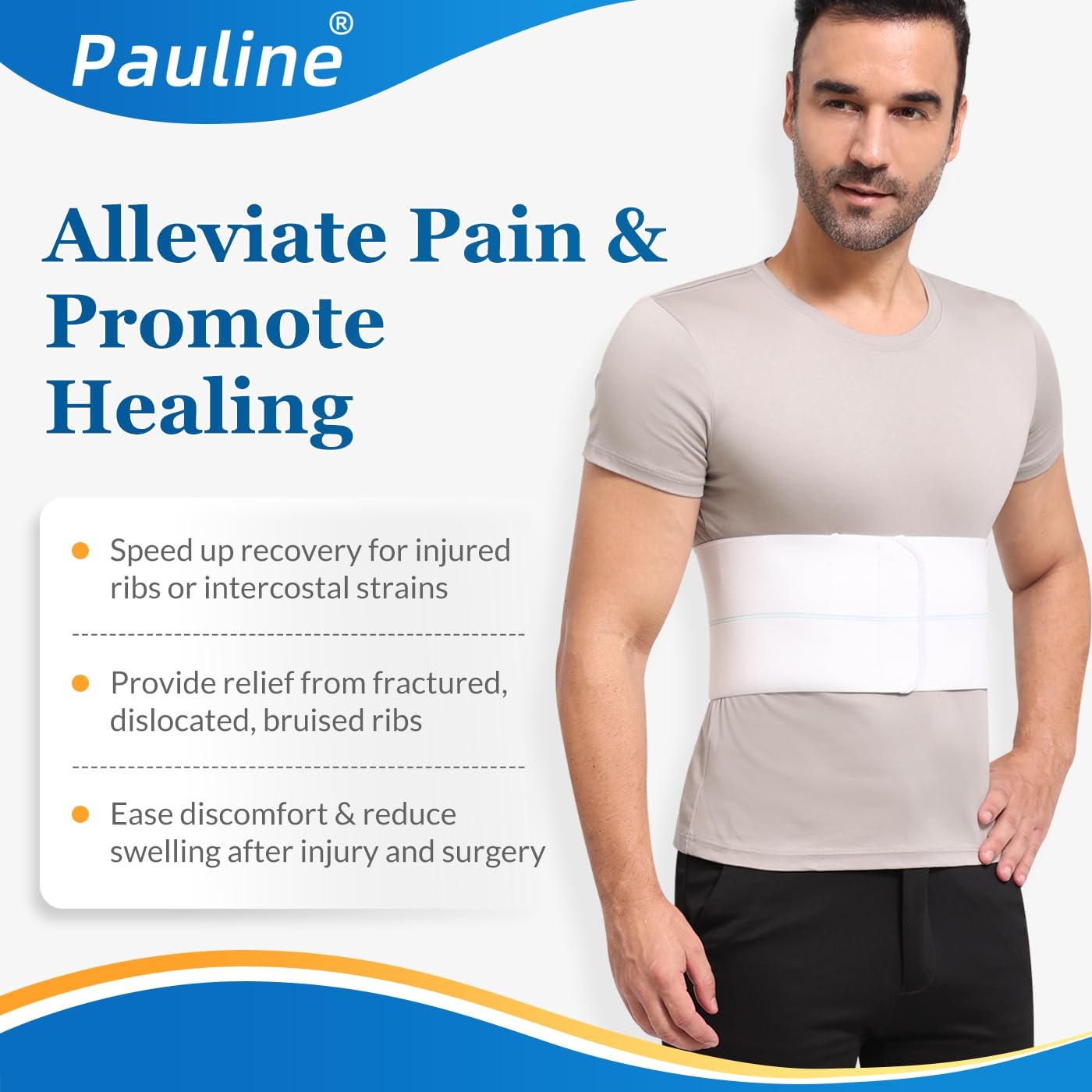 Broken Rib Brace for Men – Compression Chest Binder for Cracked Ribs Support …