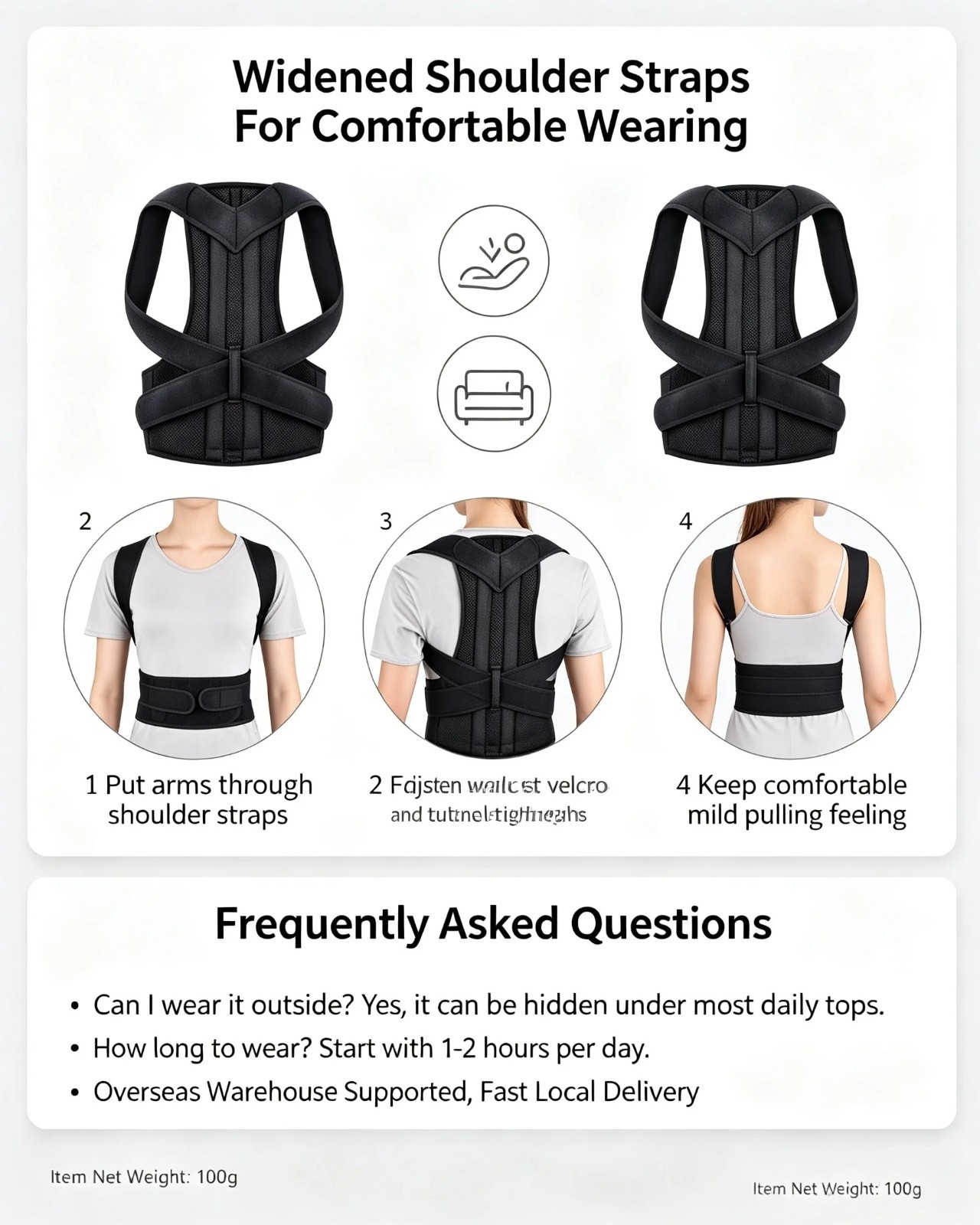 Posture Corrector Back Support Belt Thoracic Lumbar Brace Kyphosis Relief