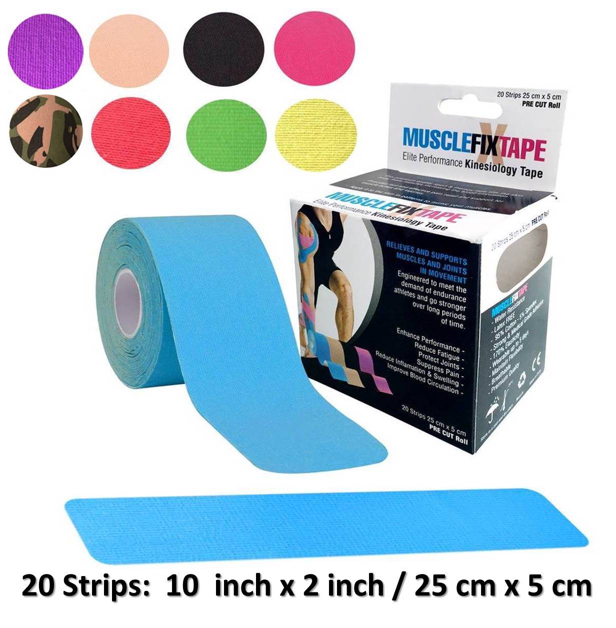 Sports Kinesiology Recovery Precut Tape Roll Athletic Muscle Therapy Pain Relief