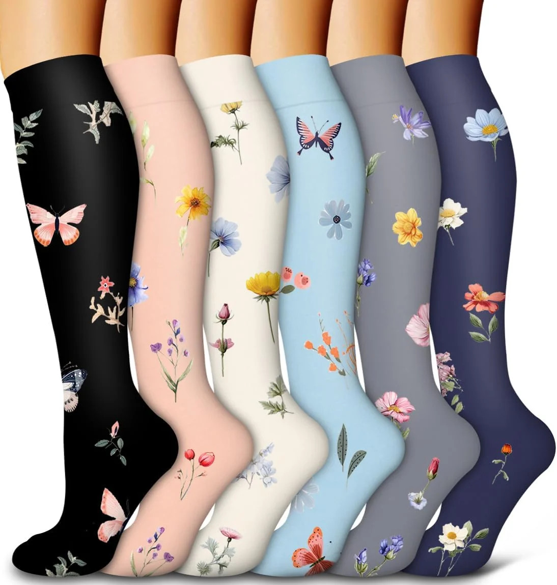 6 Pack Copper Compression Socks for Women Circulation-Best Support for Medical