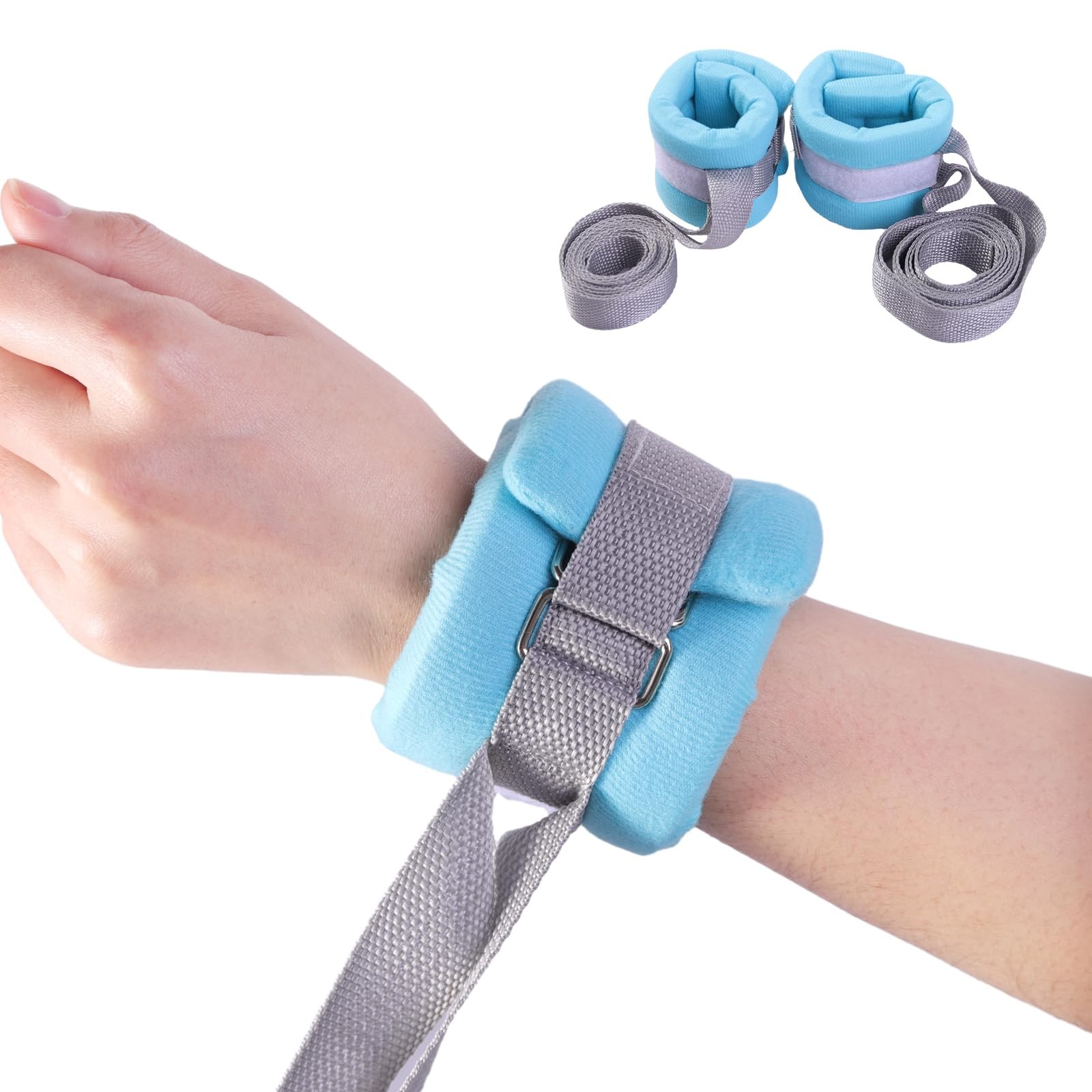 GRLEAYIE Patient Medical Restraints, Hospital Bed Wrist Strap, Onesize, Blue