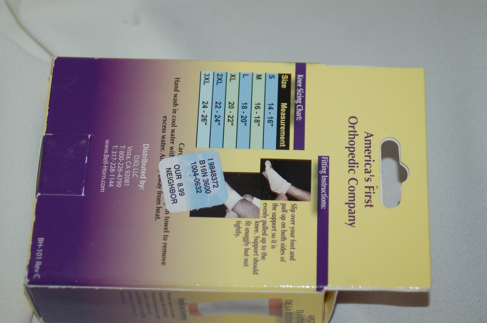 BELL HORN ELASTIC KNEE SUPPORT MEDIUM A4466 16-18 INCH CIRCUMFERENCE READ DESC