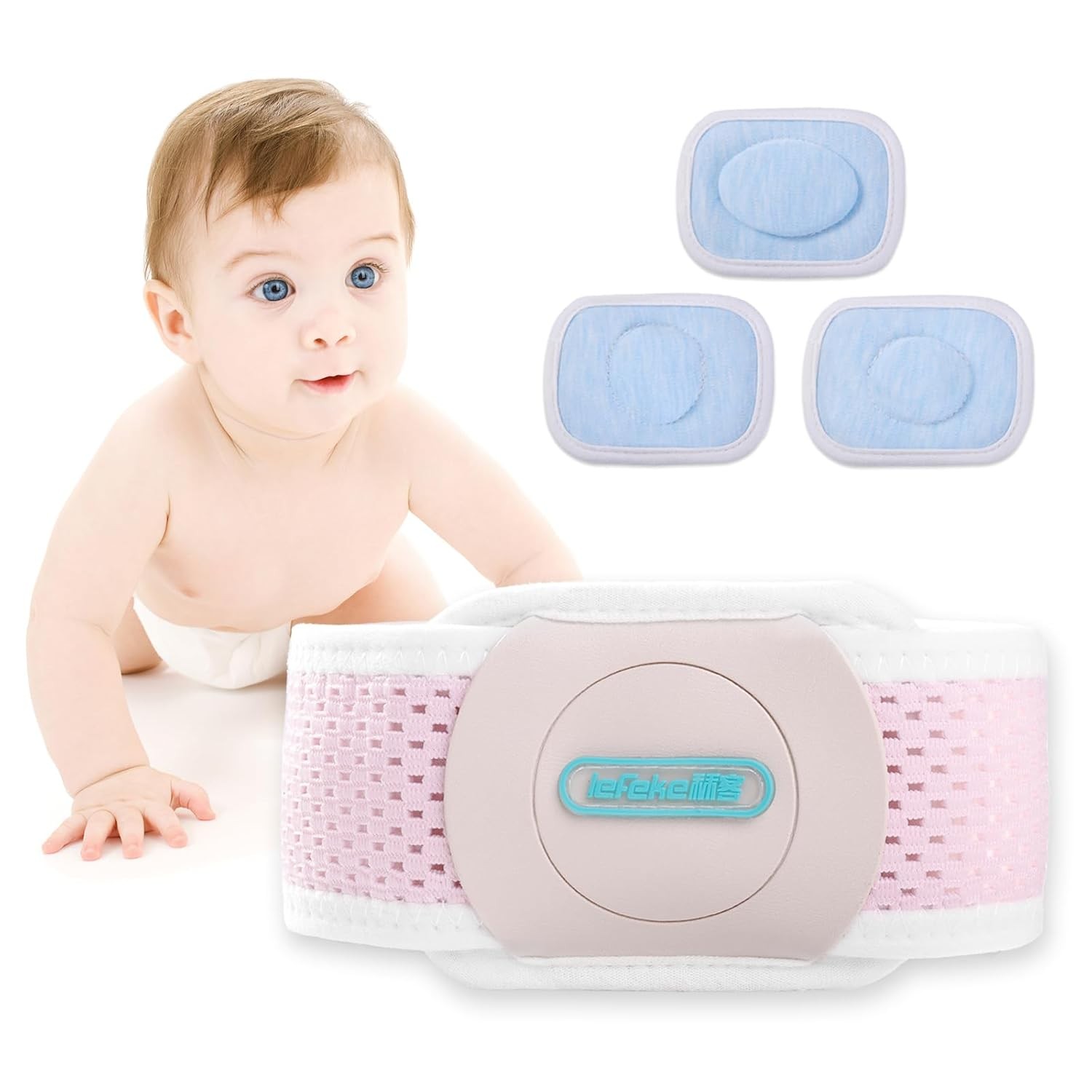 lefeke Umbilical Hernia Belt Baby Belly Button Band, Newborn Small, Pink