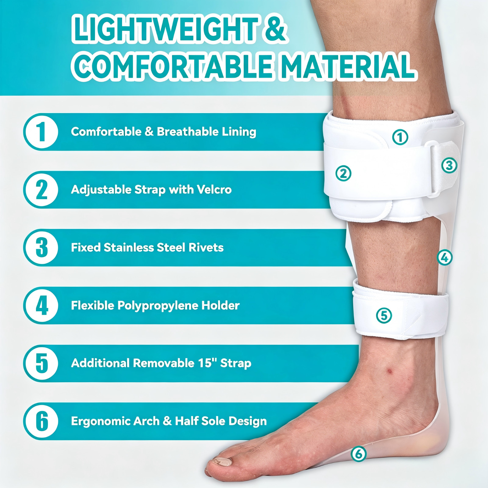 Adjustable Foot Drop Brace,Left or Right Foot,Helps with Walking & Stability