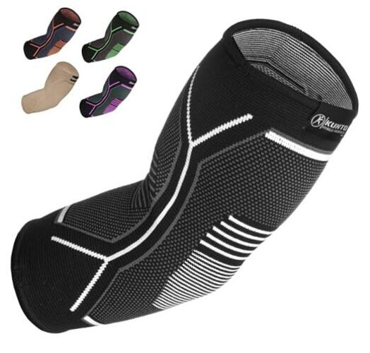 Kunto Fitness Elbow Brace Compression Support Sleeve (Shipped Medium White-Gray
