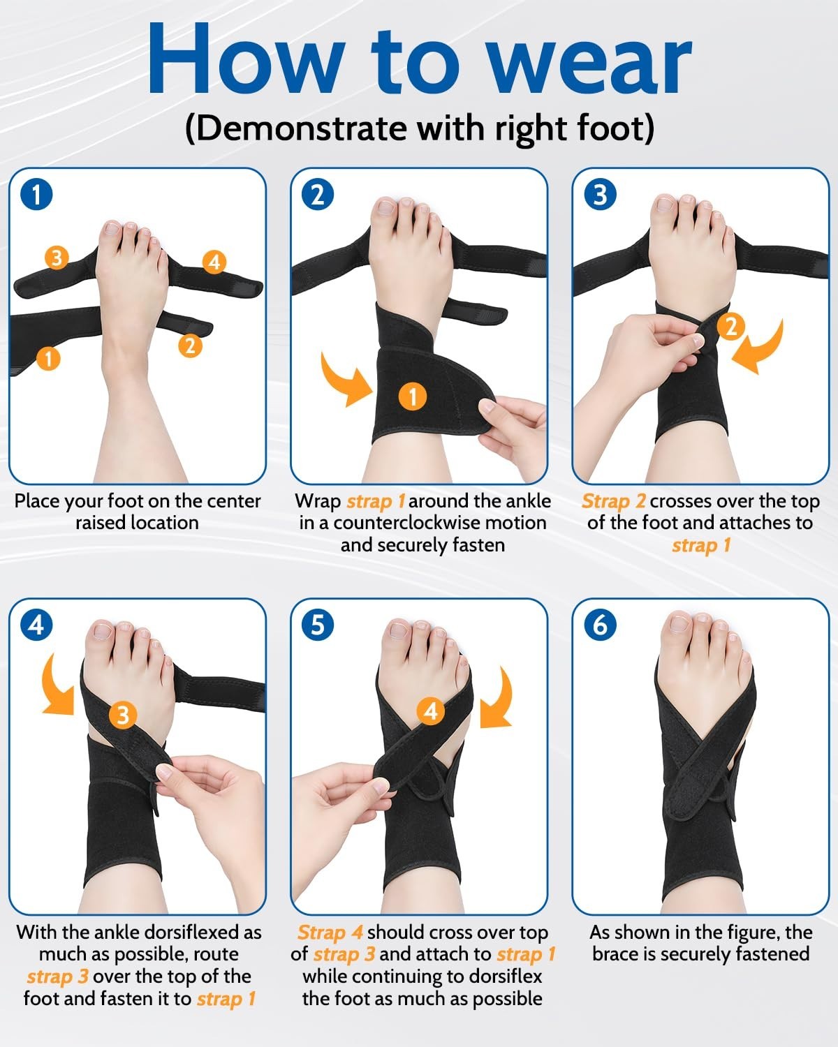 Drop Foot Brace for Walking Ankle and Foot Orthosis Adjustable Fit RIGHT FOOT