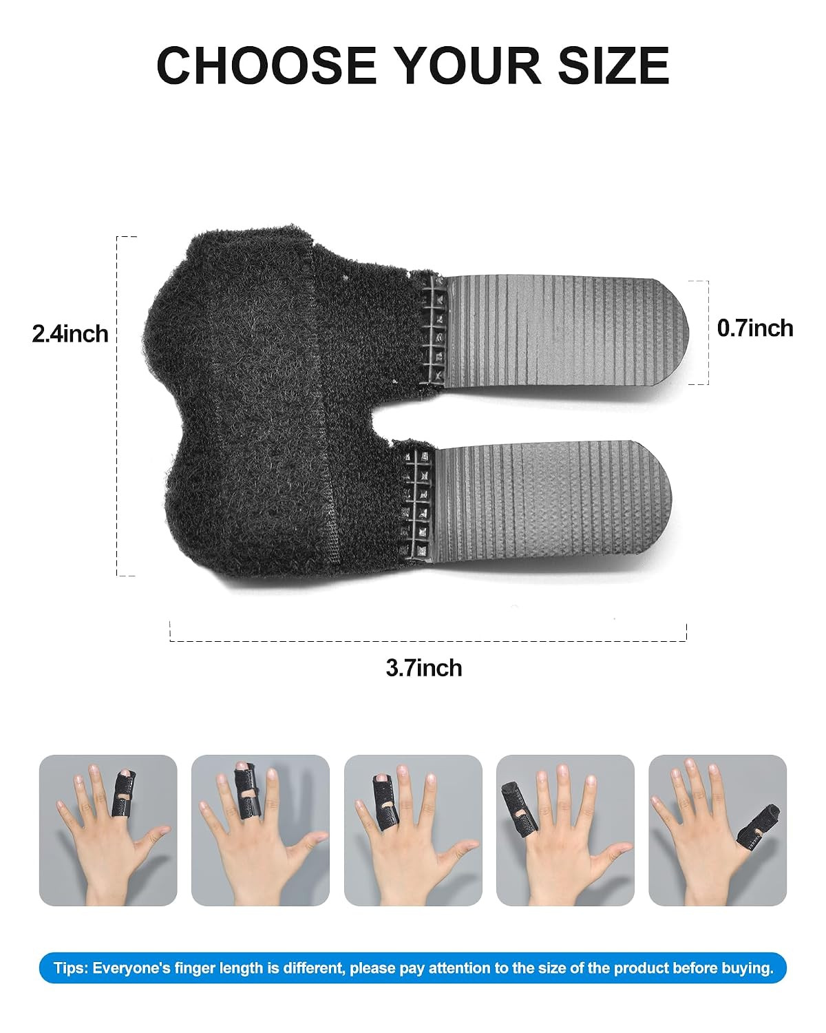 Finger Splint Kids, Trigger Finger Brace, 3 Pack, Small, Black | For Broken Fing