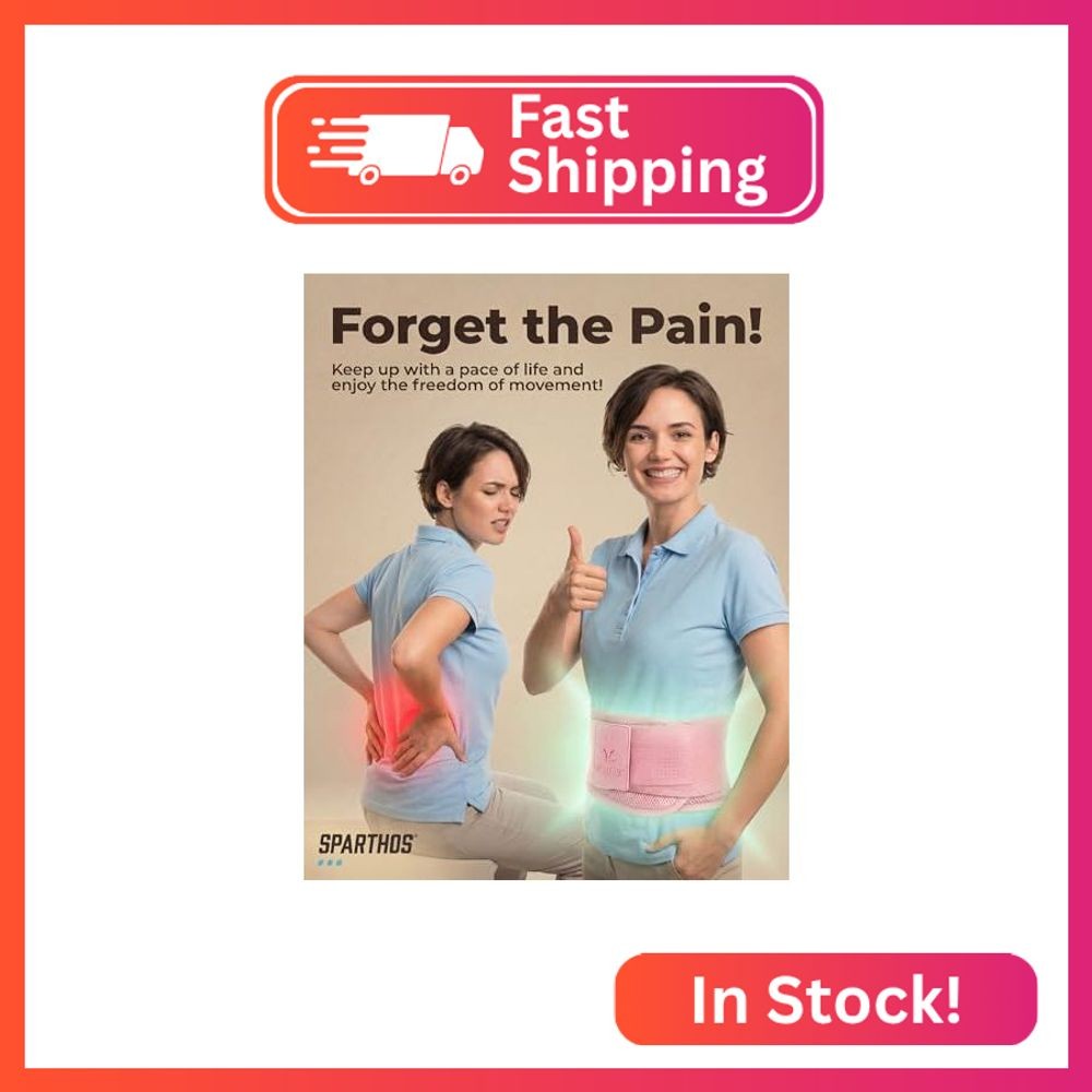 Sparthos Back Brace for Women & Men, Sciatica, Lower Back Pain – Pink-XS