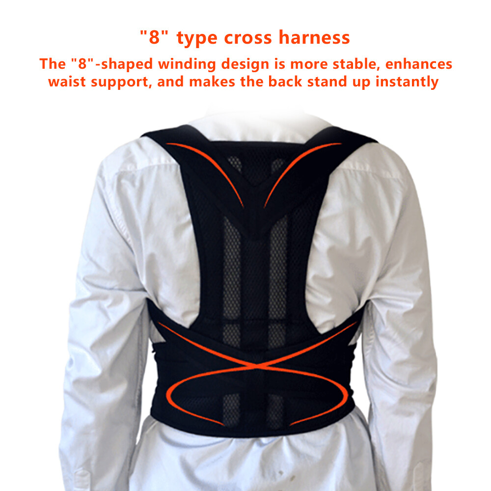 Posture Corrector Adjustable Low Back Support Shoulder Brace Belt Gym