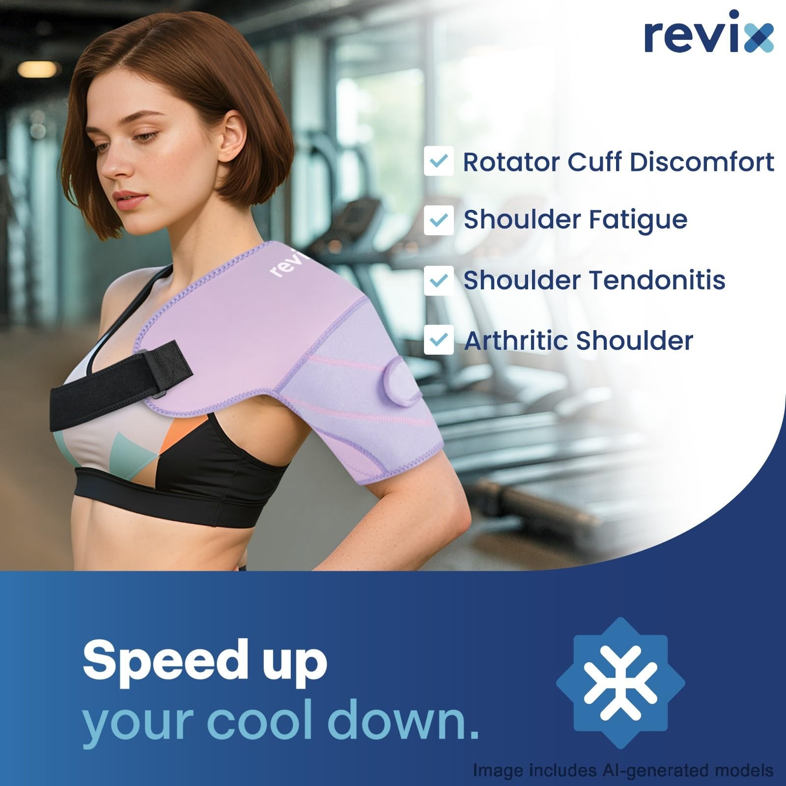 REVIX Shoulder Ice Pack Wrap & Brace for Rotator Cuff & Arm Medium, Purple