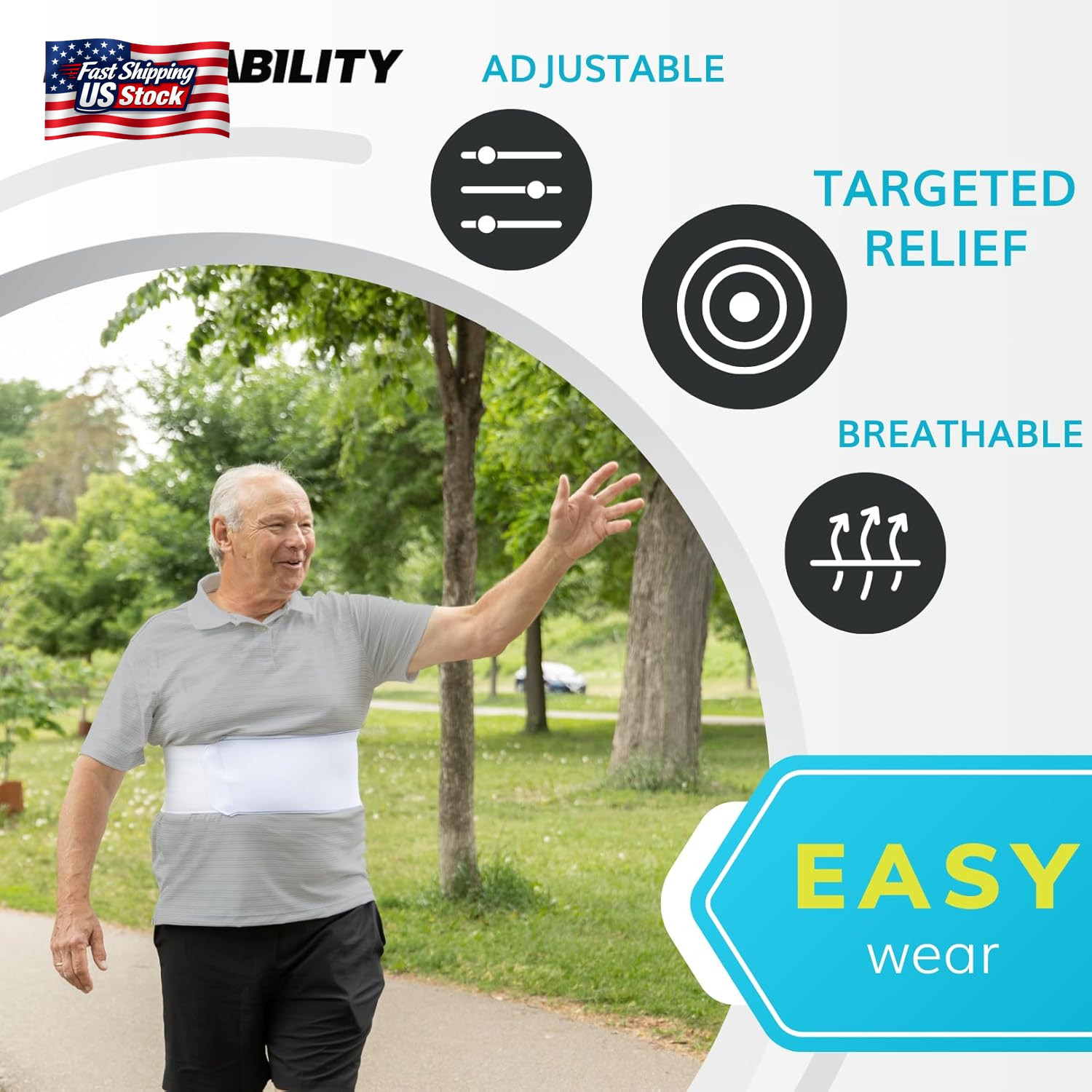 Braceability Rib Injury Binder Belt – Universal Brace for Men, Broken, Fractured