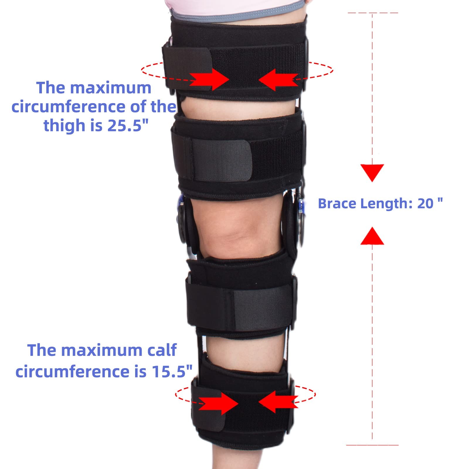 Hinged ROM Knee Brace Post Op Knee Support Adjustable Knee Immobilizer with S…