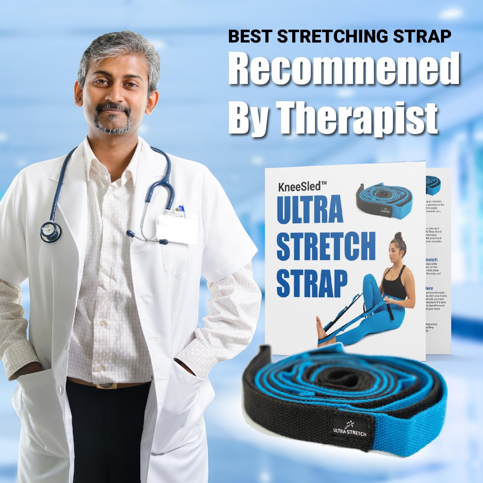 Ultra Stretch Therapy Strap for Physical Therapy & Flexibility Training