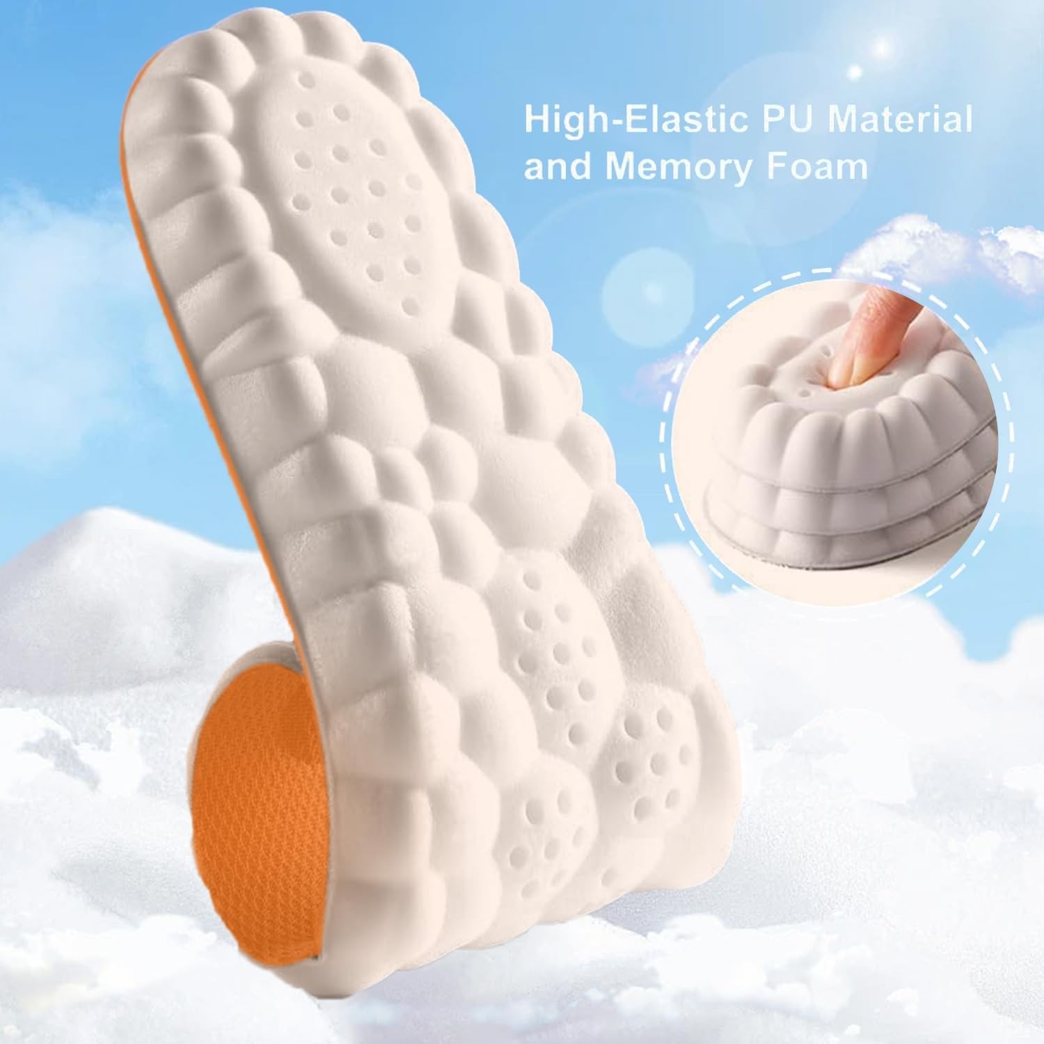 4D Cloud Insoles for Men Women, Breathable Memory Foam Cloud Massage Insoles,Arc