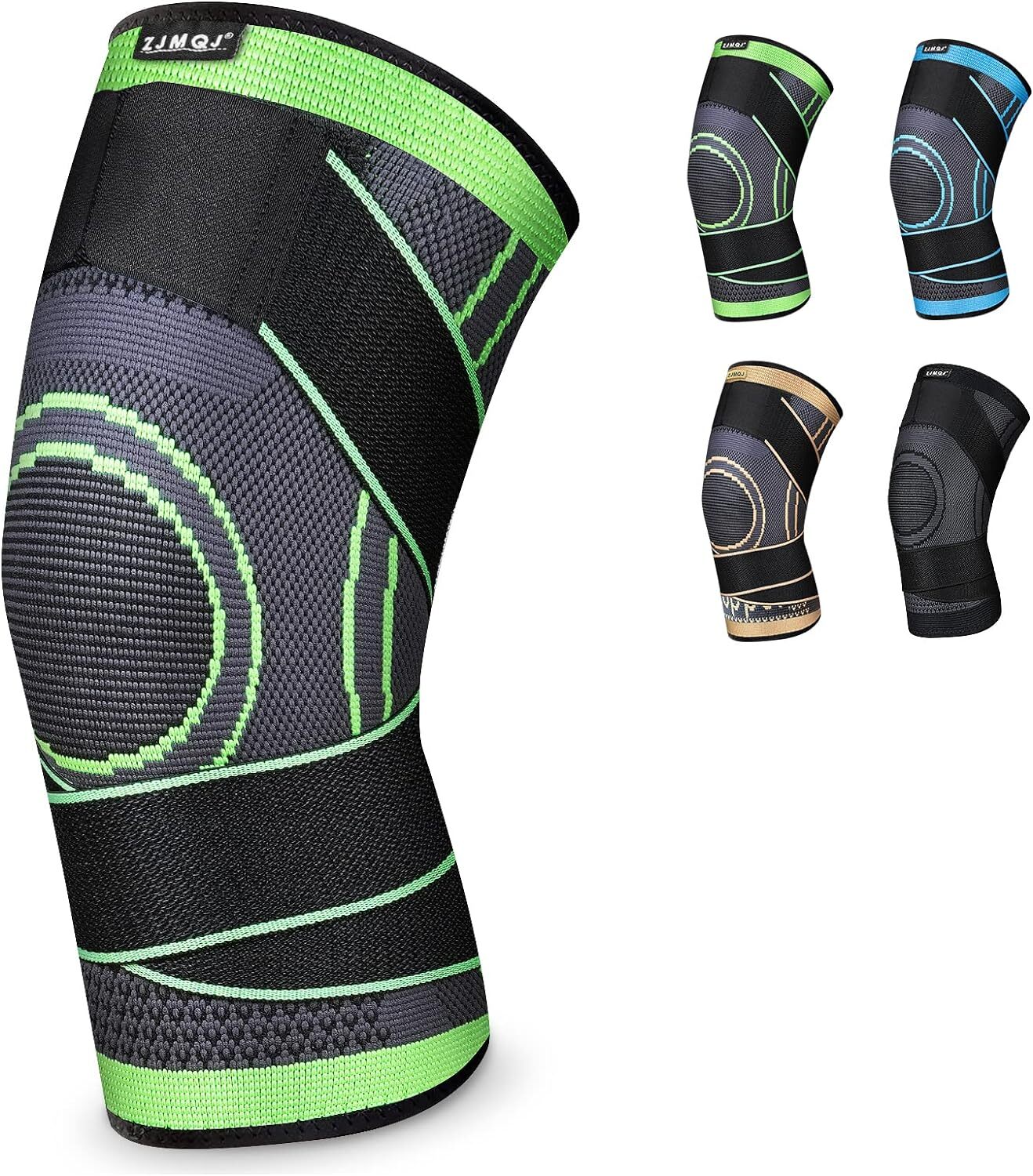 Knee Sleeve, Professional Knee Brace with Removable Adjustable Straps, Large