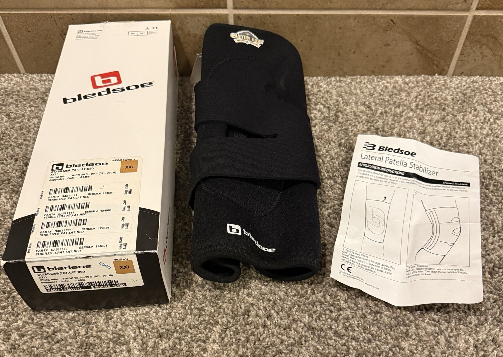 Bledsoe SA611111 XXL Left Knee Brace Lateral Patella Stabilizer Black New 124501