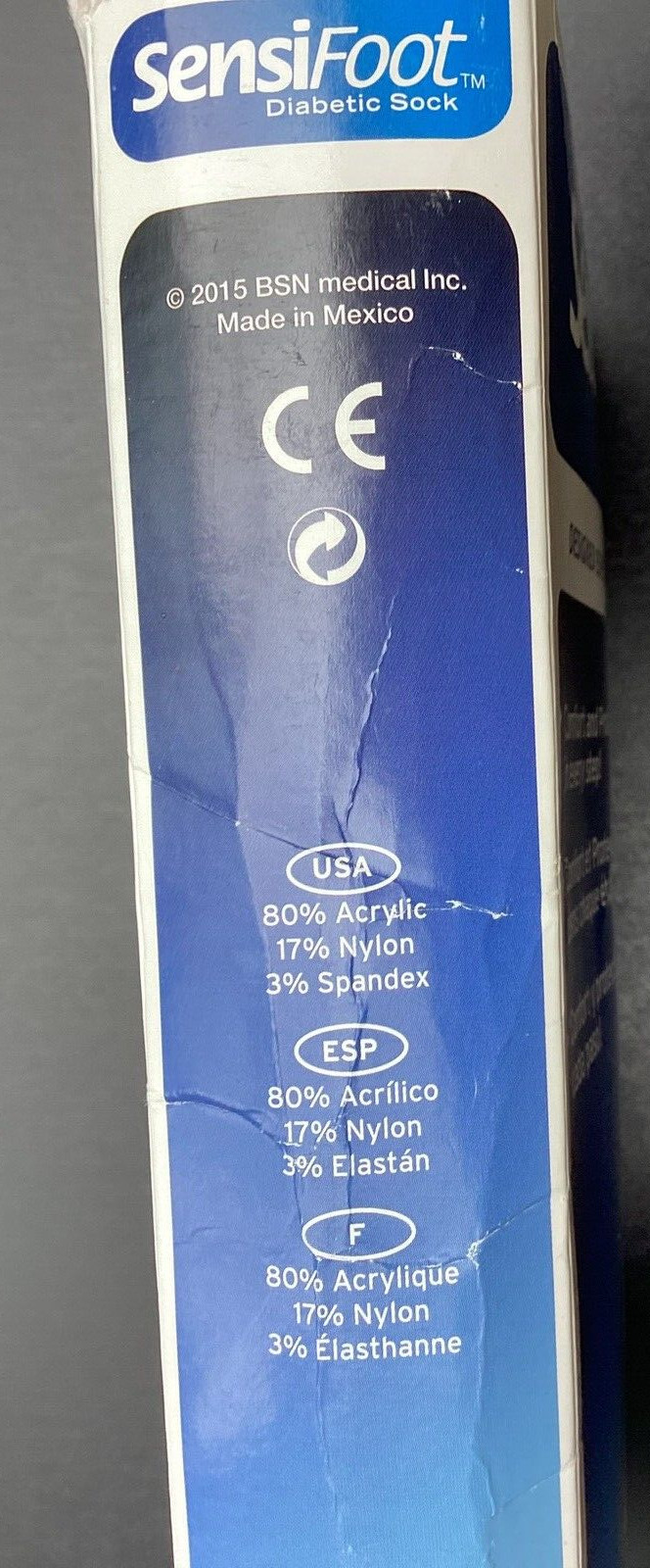 Jobst Sensifoot Diabetic Socks, white, crew style, NEW, size M