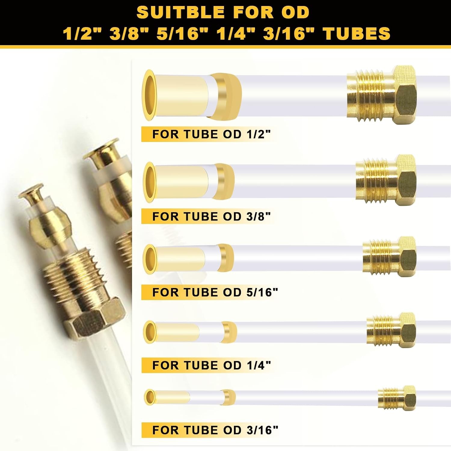 180PCS Brass Compression Sleeves & Inserts – Versatile Sizes Available