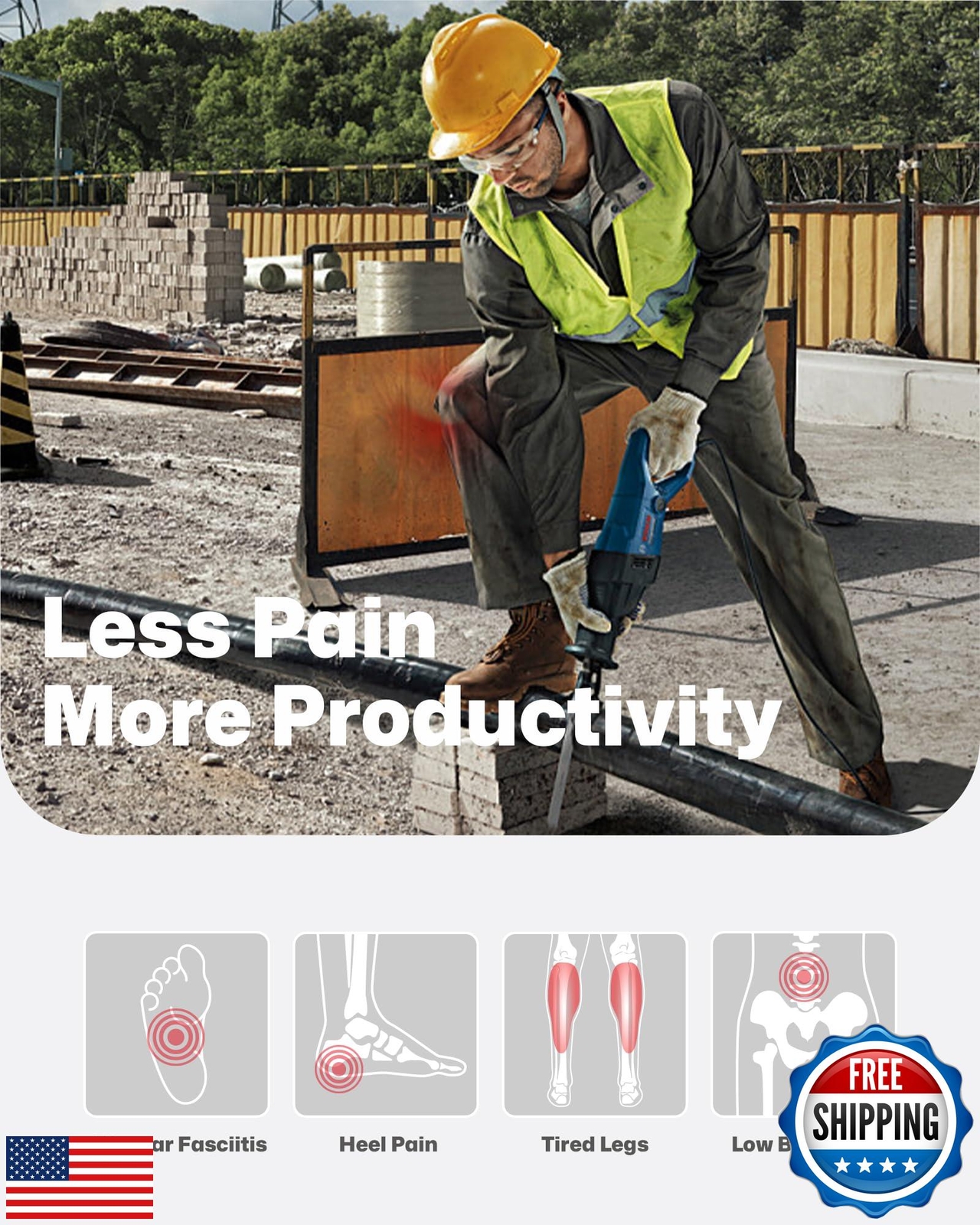 WalkHero Work Orthotic Inserts, Plantar Fasciitis Insoles for Men and Women,