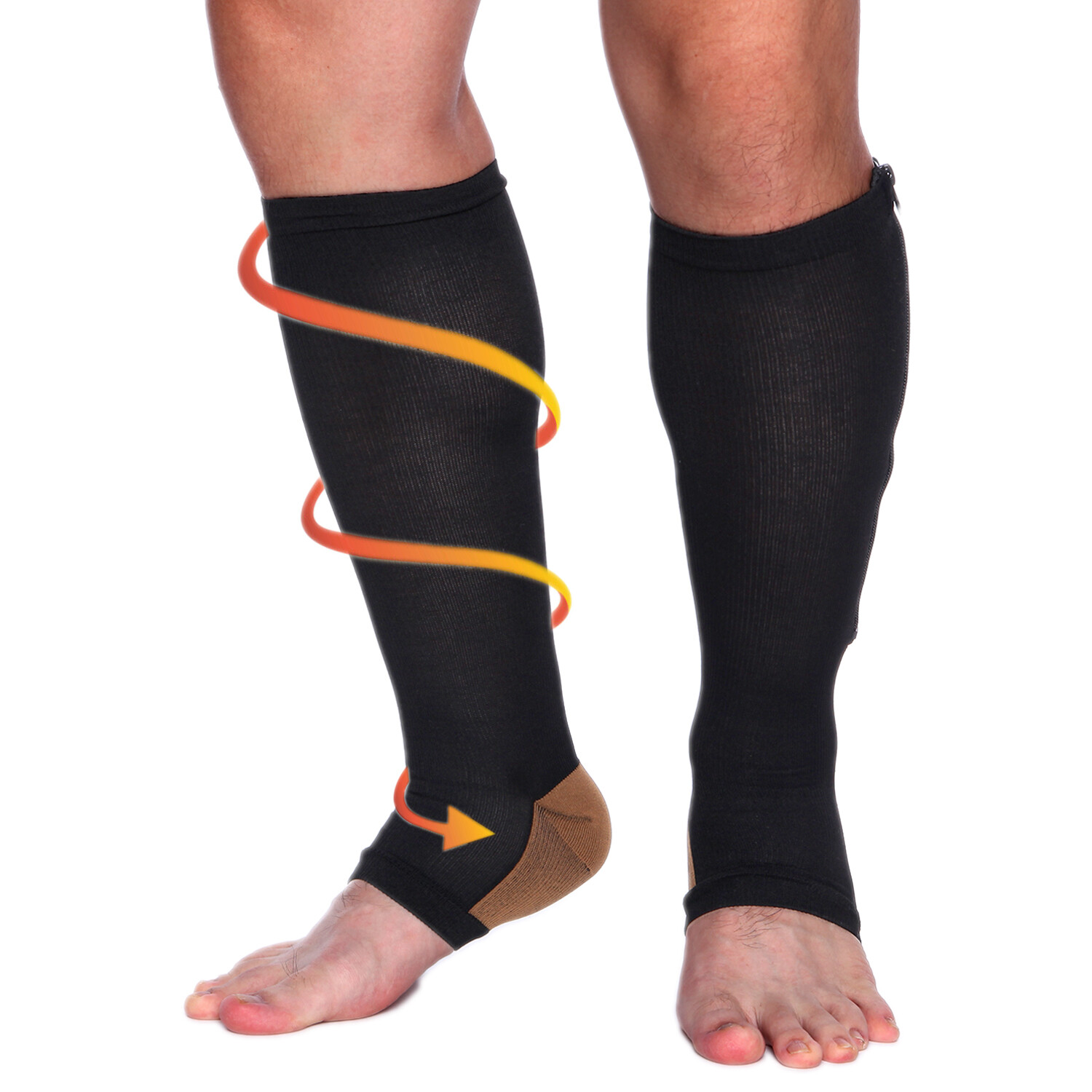 Zipper Copper Compression Socks Medical Running Calf Vein Stockings Anti Fatigue