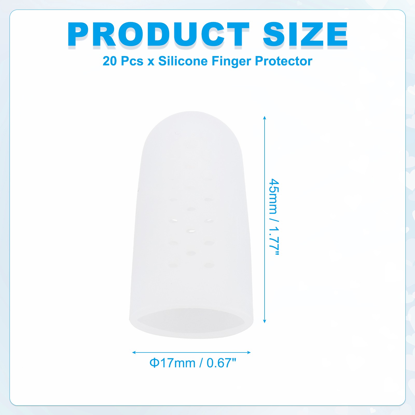 20 Pcs 1.8″x0.94″ Gel Finger Cots Silicone Breathable Finger Protector White