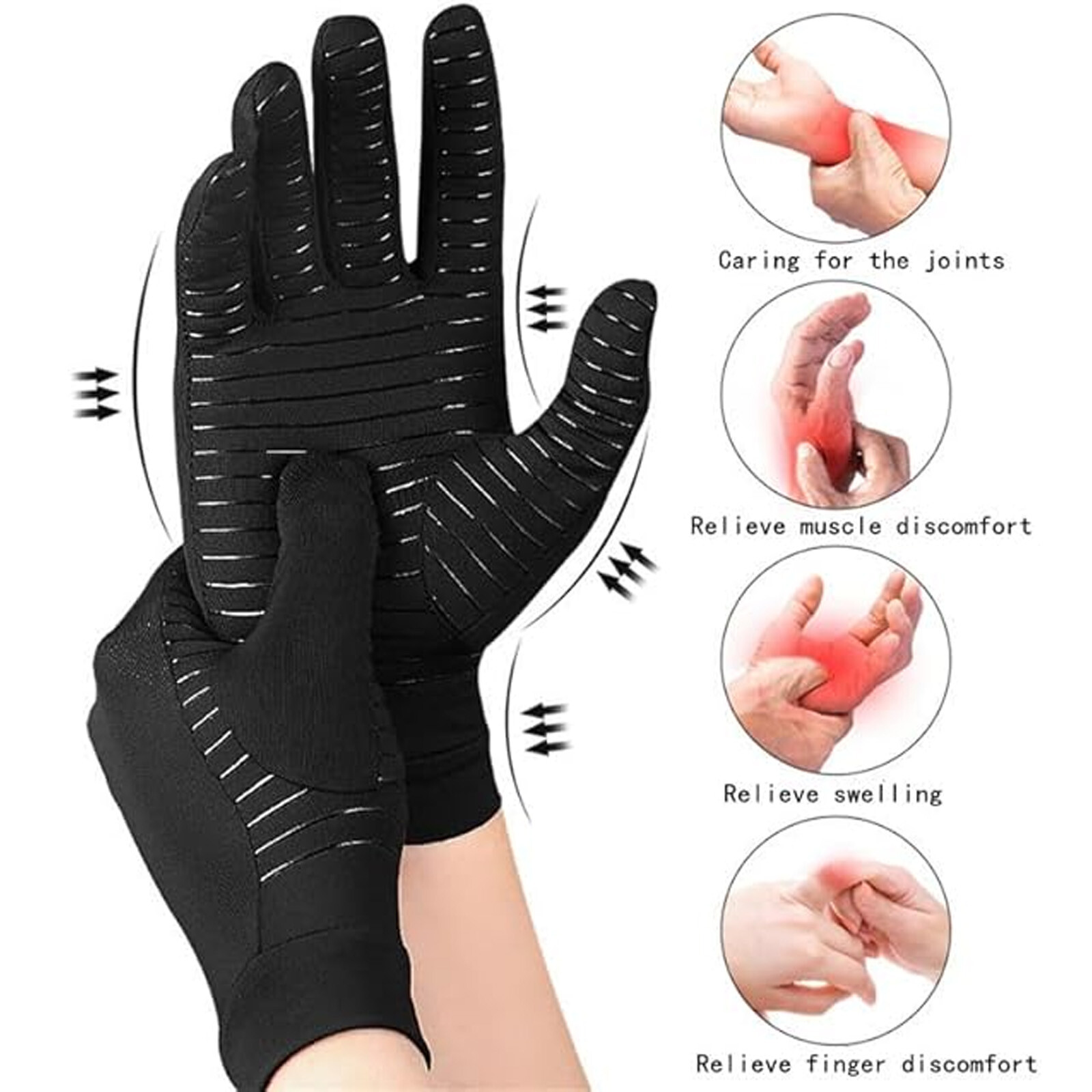 Copper Arthritis Compression Gloves Hand Support Pain Relief Joint Self Care