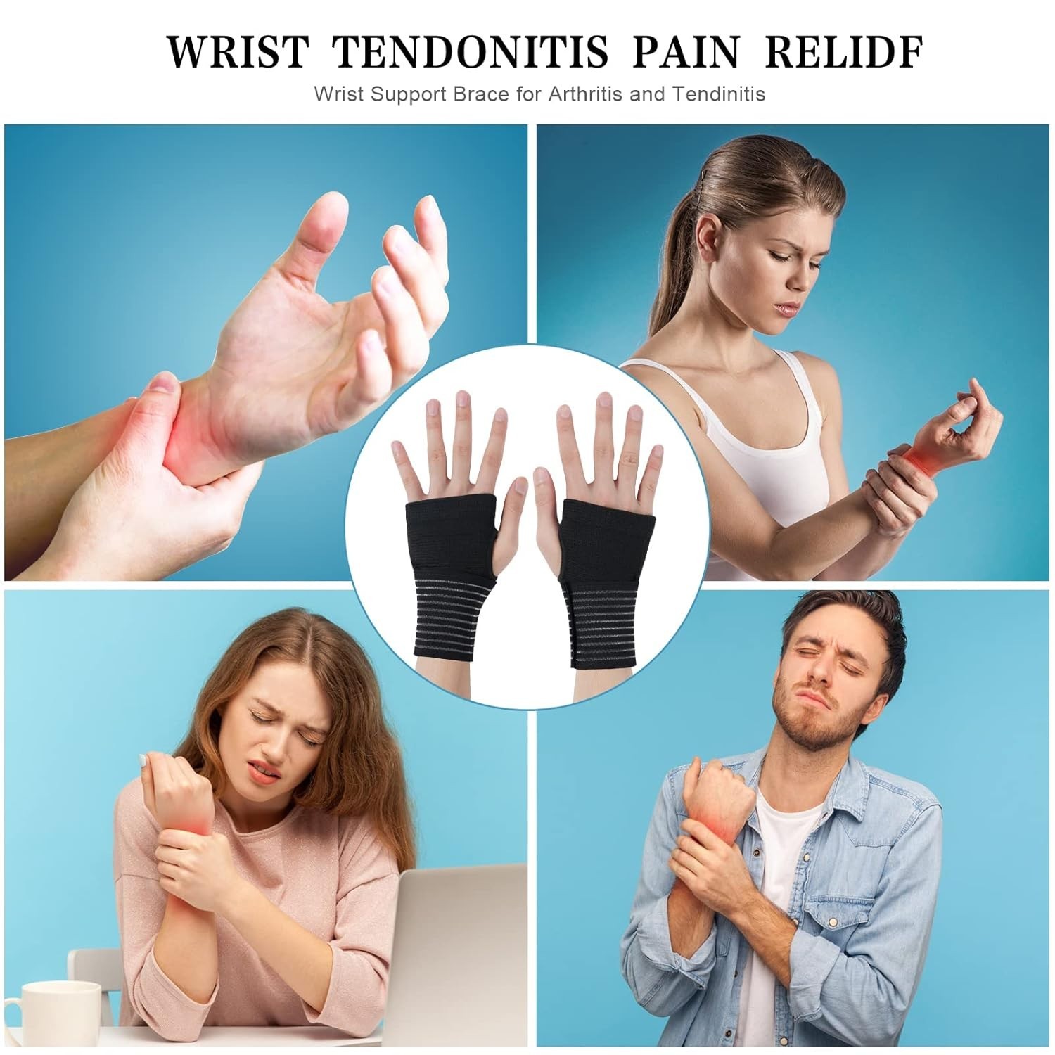 Ergonomic 2 Pack Wrist Support – Flexible Compression Wrap for All Activities