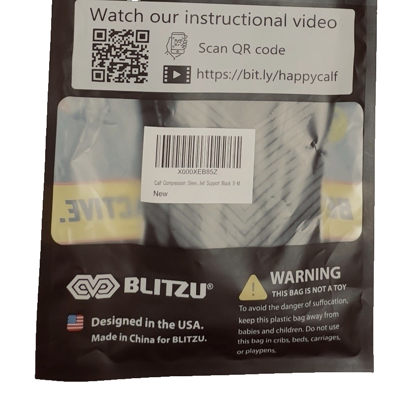 NEW Blitzu Premium Graduated Calf Compression Sleeves Size S-M Black/Gray Strips