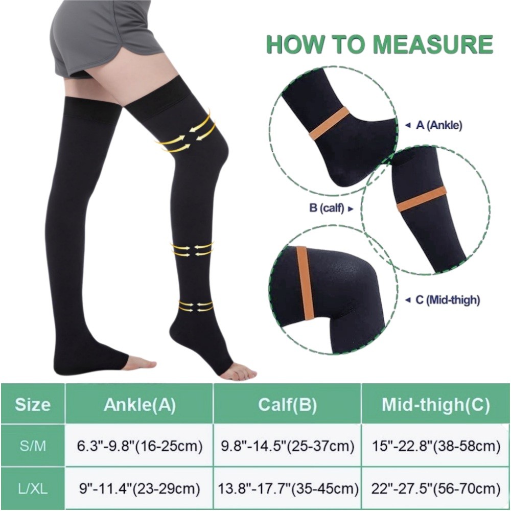 Compression 20-30mmhg Thigh High Relief Stockings Footless Supports Sock Therapy