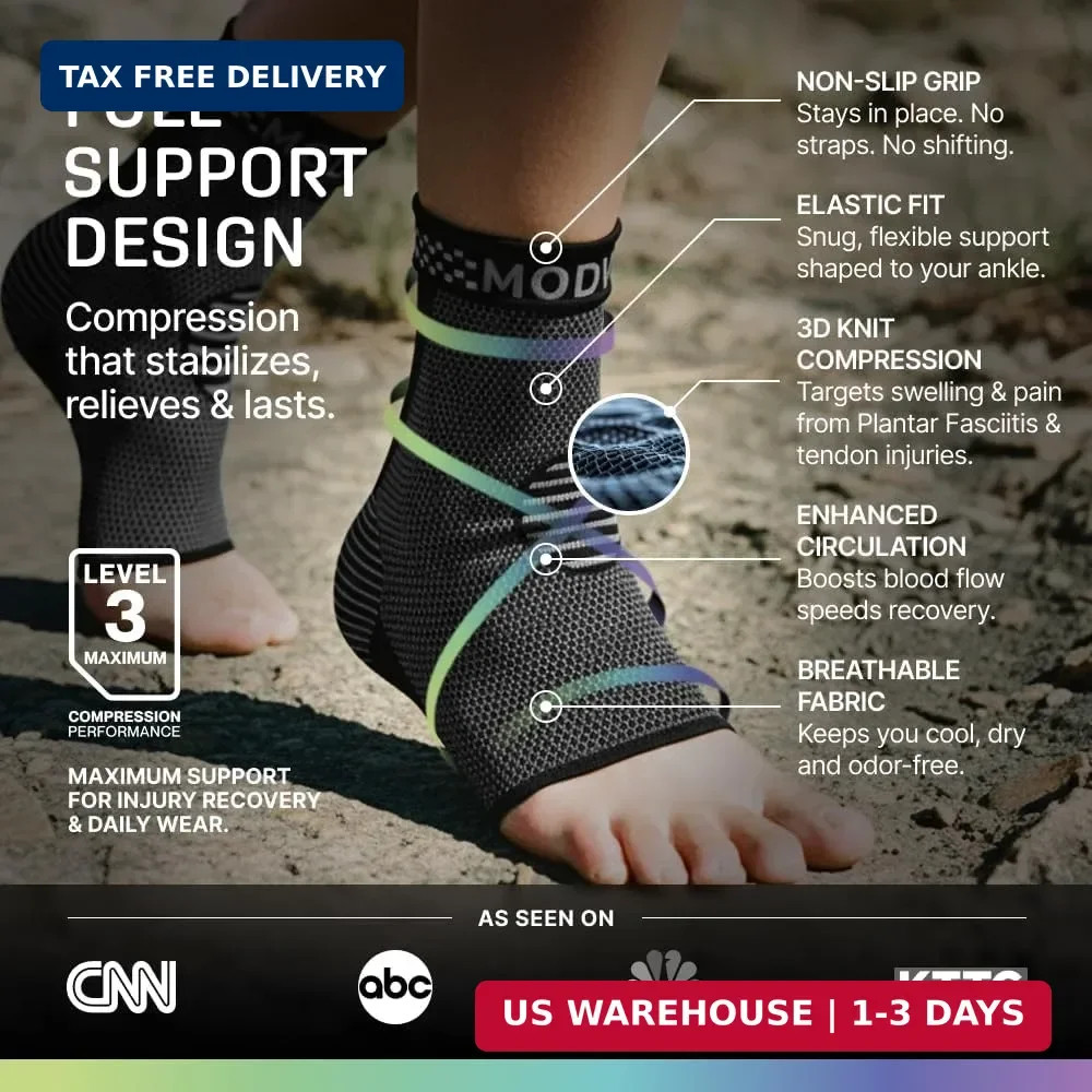 Modvel Foot & Ankle Brace Socks for Sprained Ankle Compression Sleeve – Foot Sup