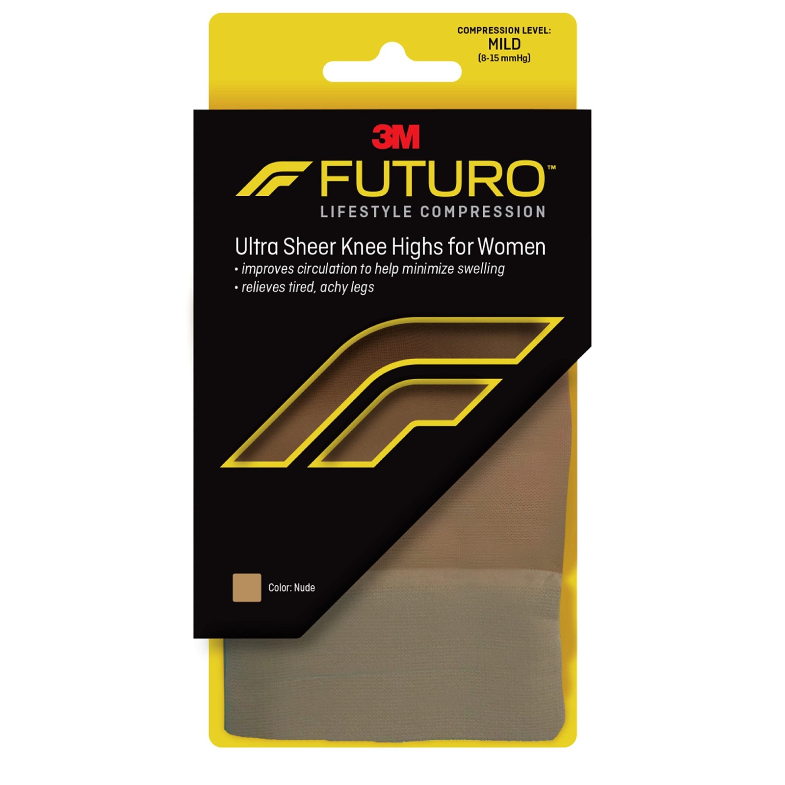FUTURO Ultra Sheer Knee High Compression Socks for Women, Medium, Nude