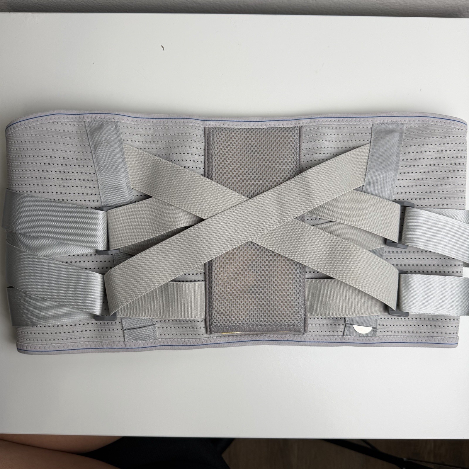 2XL Lumbar Back Support Brace Gray Adjustable Compression Belt Breathable 46”