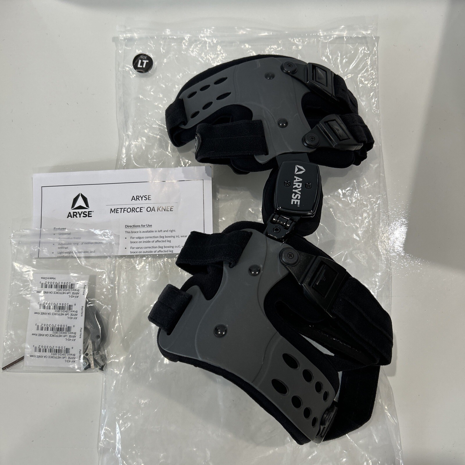 ARYSE Left Knee Brace Metforce OA Adjustable Universal Size Black