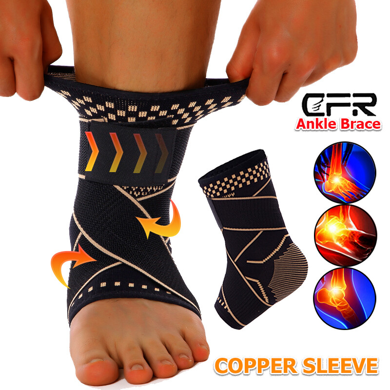 Copper Ankle Brace Support Compression Sleeve Foot Socks Fasciitis Pain Relief
