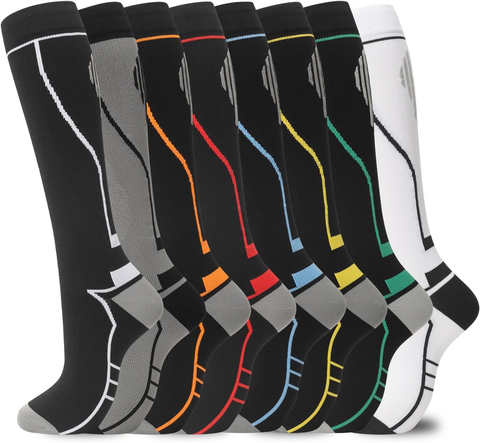 hello momoya Compression Socks for Women Men Circulation Knee High 8 Pairs fo…