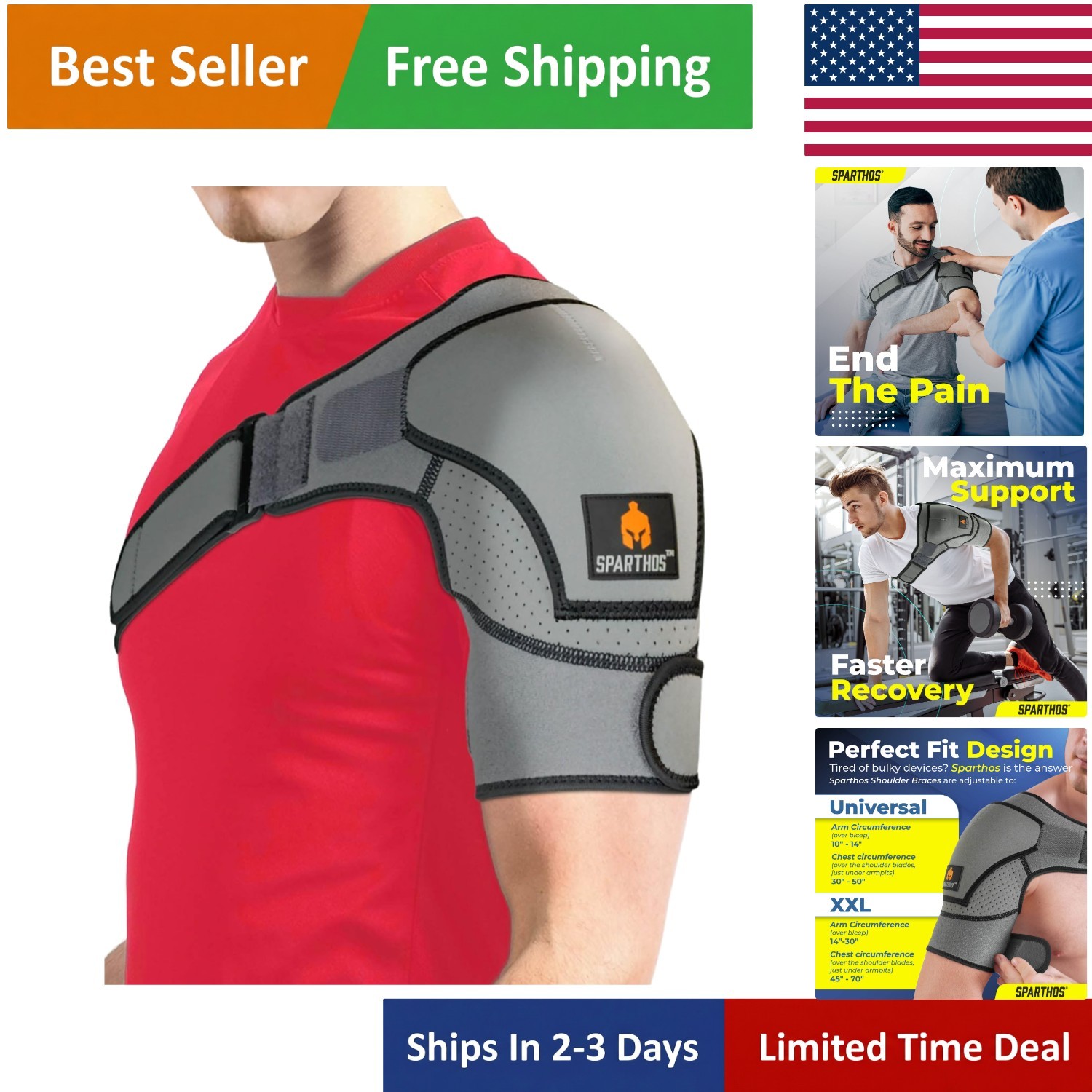 Breathable Shoulder Compression Sleeve for Shoulder Pain Relief – Fits 10-14 in